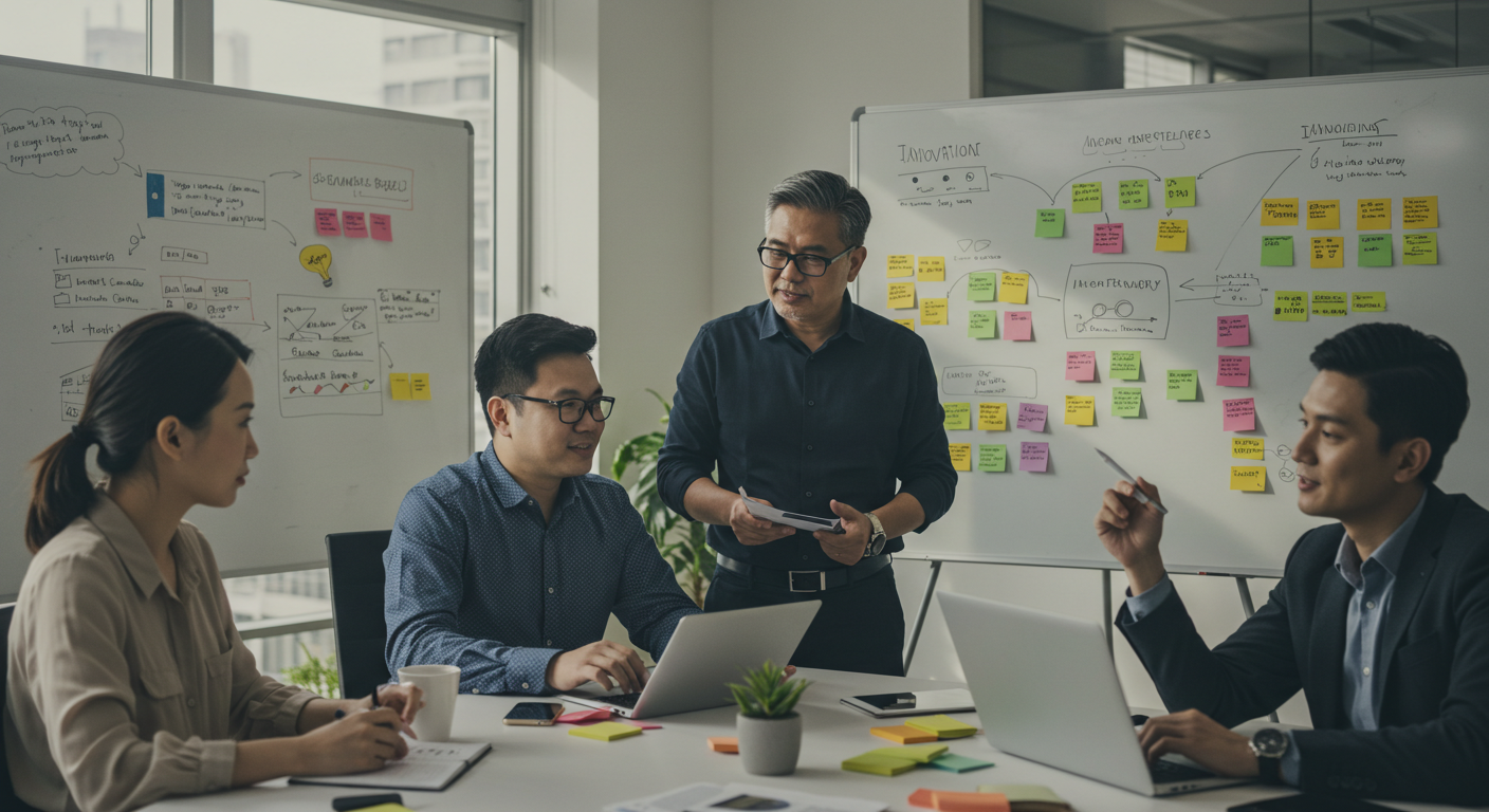 Man carries a machete and a bushel of bananas over his head through a field in East Africa